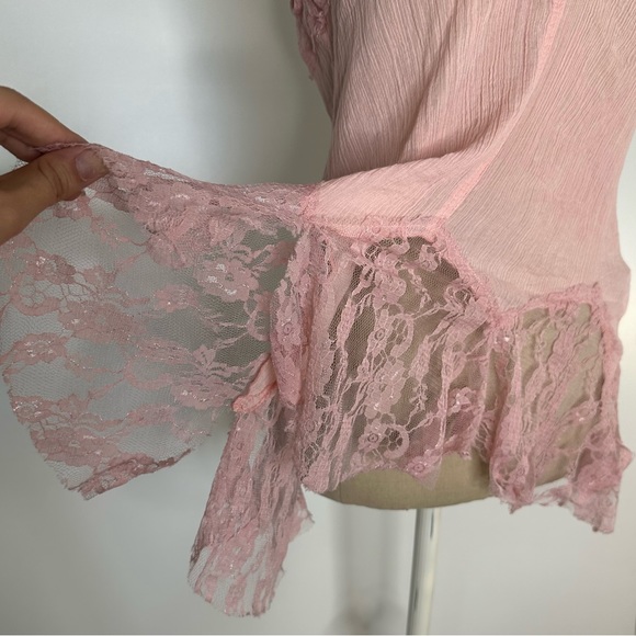 Forever21 pink sheer lace top L - Picture 12 of 16